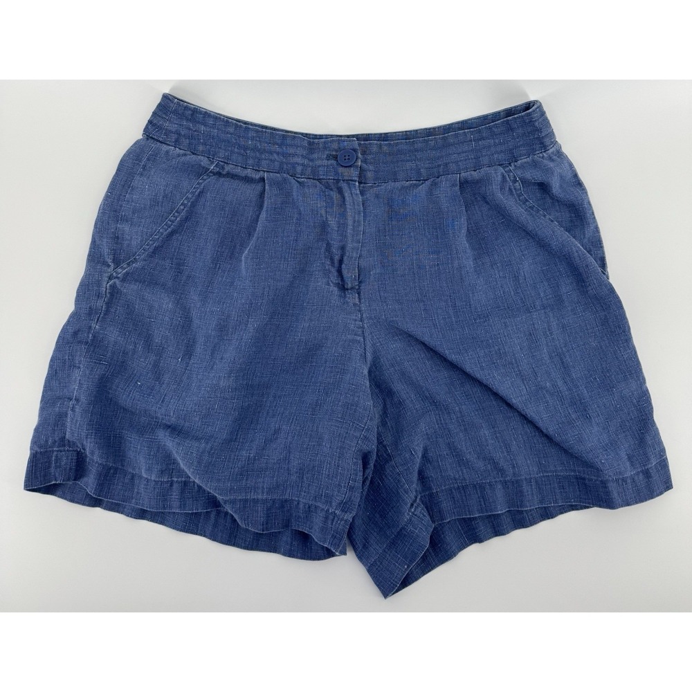 Tommy Bahama Shorts Women's Size 8 Blue Linen Chino Preppy Quiet Luxury